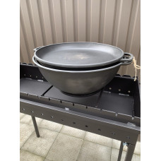 Казан чавунний 15 л WOK з гладкою кришкою-сковородою 