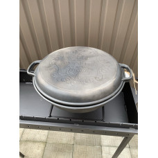 Казан чавунний 12 л WOK з гладкою кришкою-сковородою
